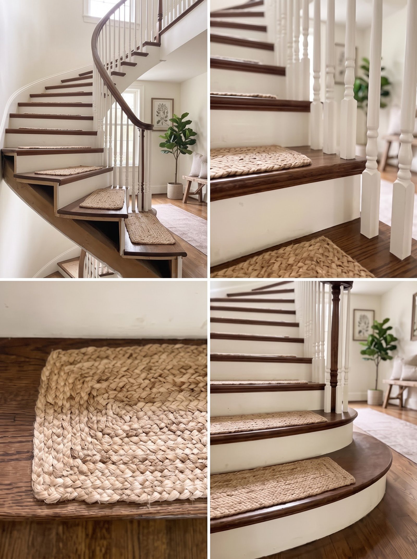 Natural Braided Beige Jute Stair Treads Set - Image 10