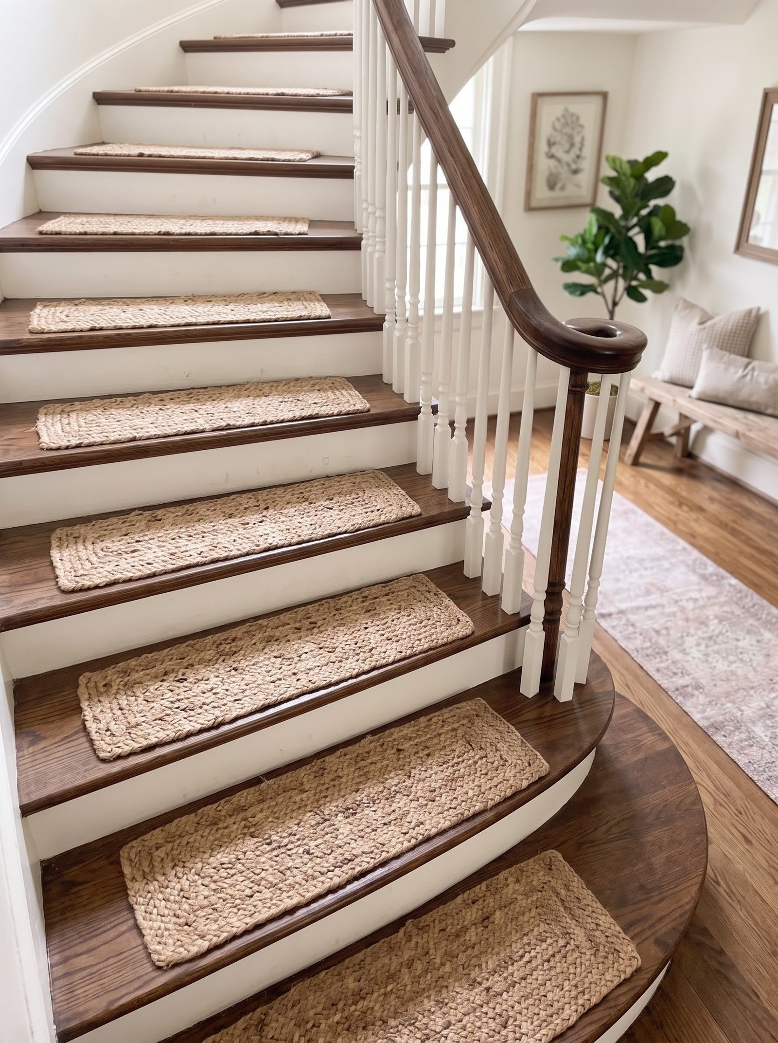 Natural Braided Beige Jute Stair Treads Set - Image 6