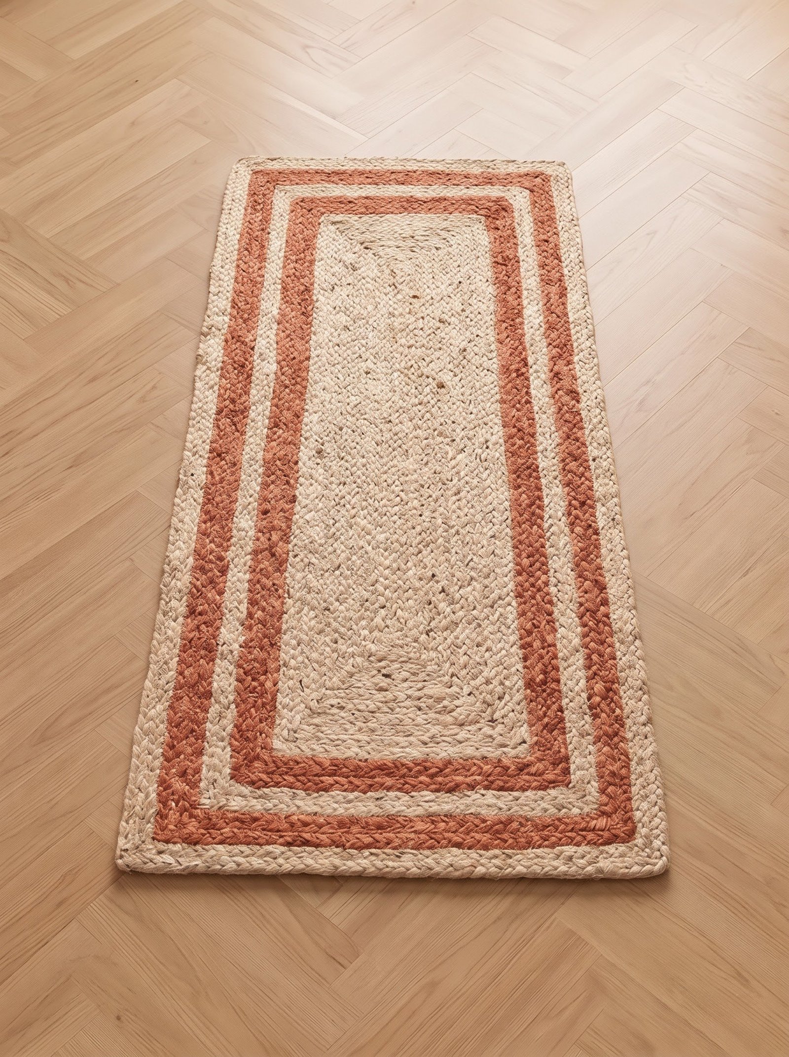 Hand-Braided Stair Rug with Terracotta Border - Image 2