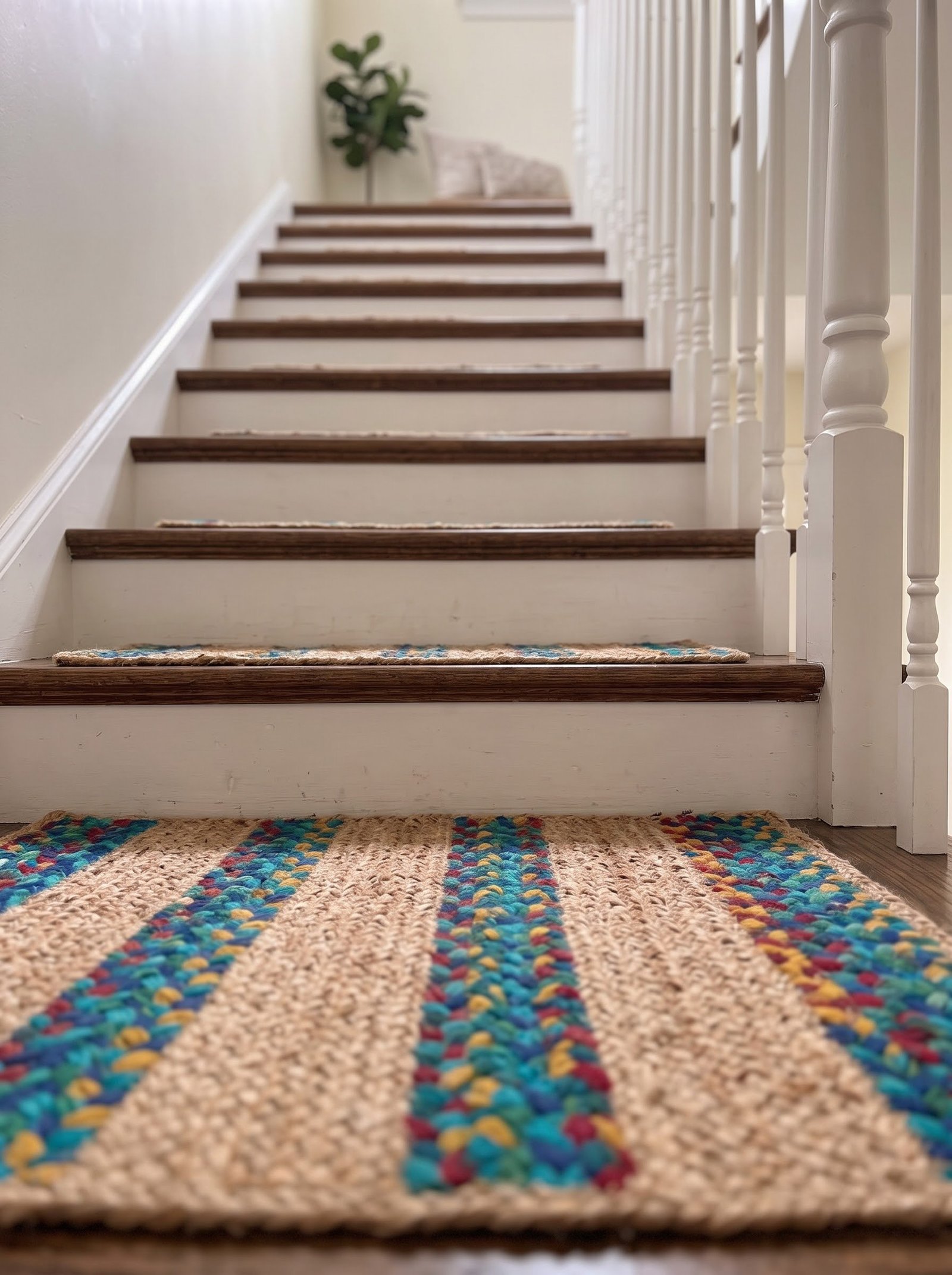 Turquoise Inlay Handwoven Stair Tread Mats - Image 5