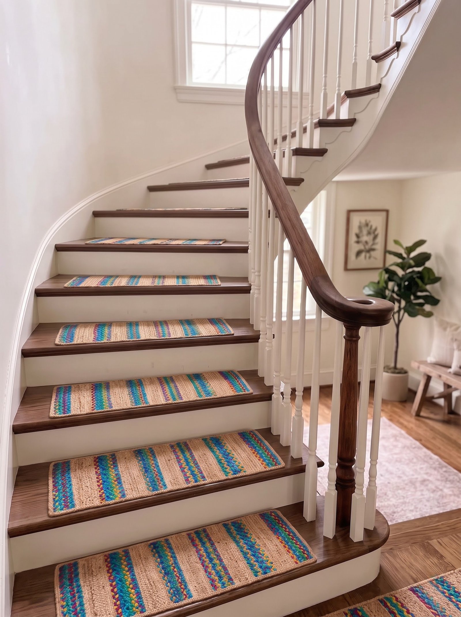 Turquoise Inlay Handwoven Stair Tread Mats - Image 6