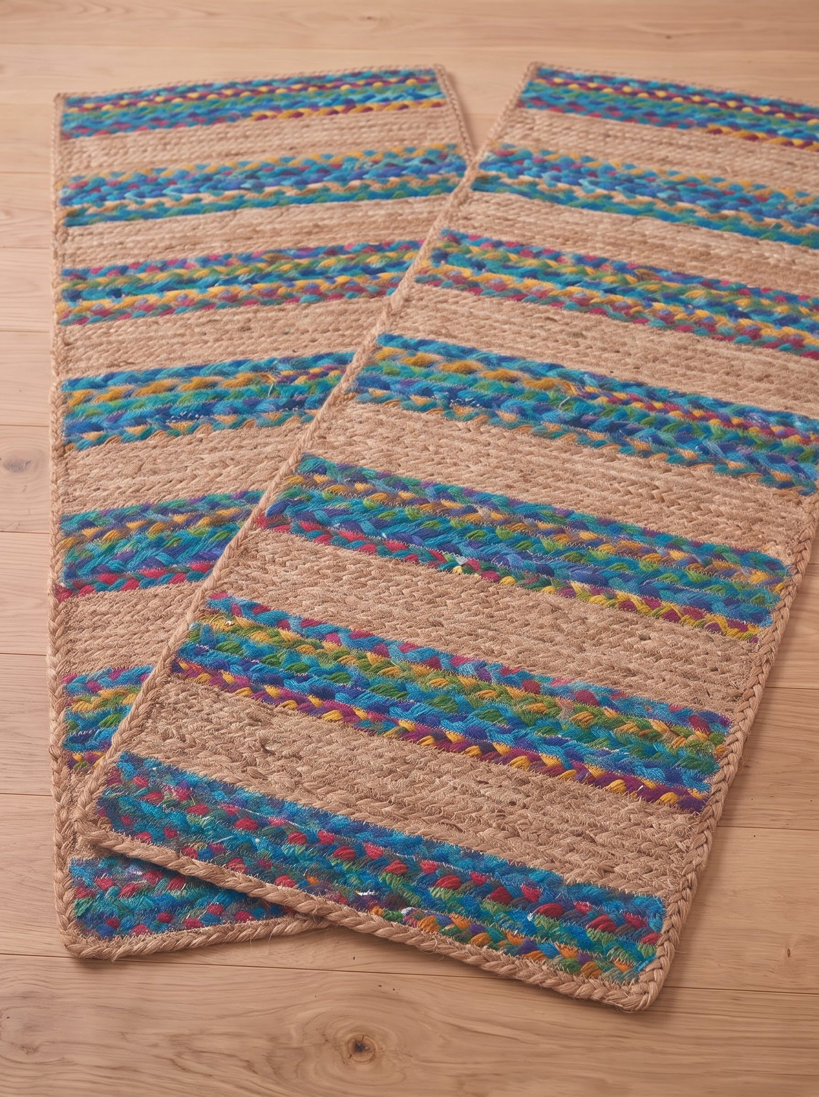 Turquoise Inlay Handwoven Stair Tread Mats - Image 7