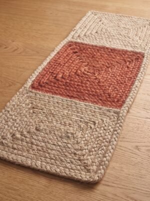 Handmade Brick Red Geometric Center Step Mats