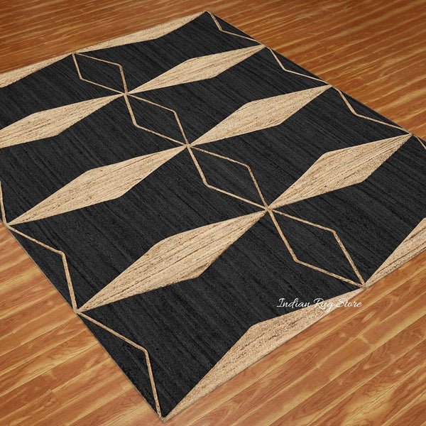Attractive Black Beige Hand Braided Interior Jute Area Rug - Image 7