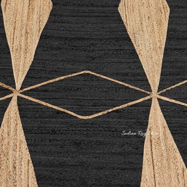 Attractive Black Beige Hand Braided Interior Jute Area Rug - Image 3
