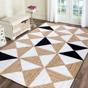 Artistic Beige Multicolor Hand Braided Jute Area Rug