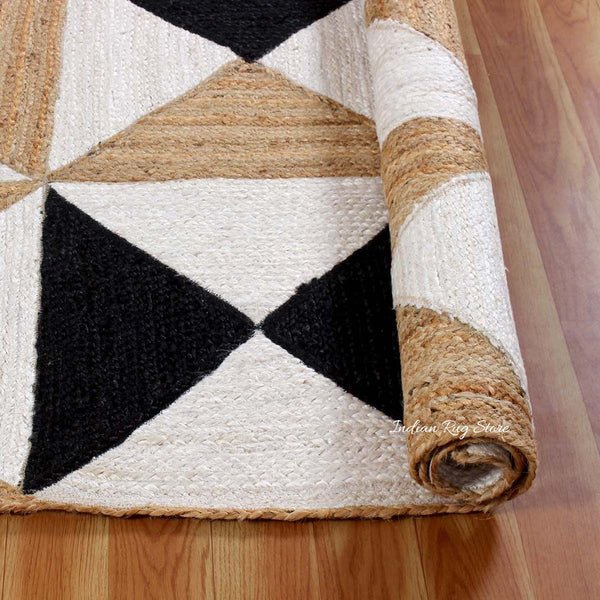 Artistic Beige Multicolor Hand Braided Jute Area Rug - Image 3