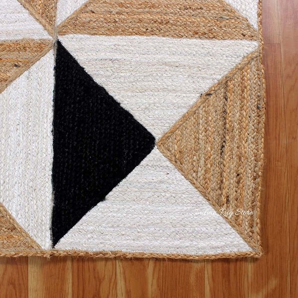Artistic Beige Multicolor Hand Braided Jute Area Rug - Image 4