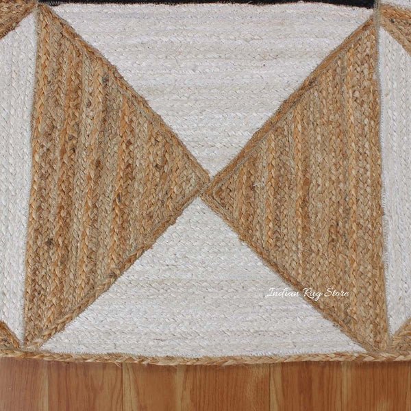 Artistic Beige Multicolor Hand Braided Jute Area Rug - Image 5