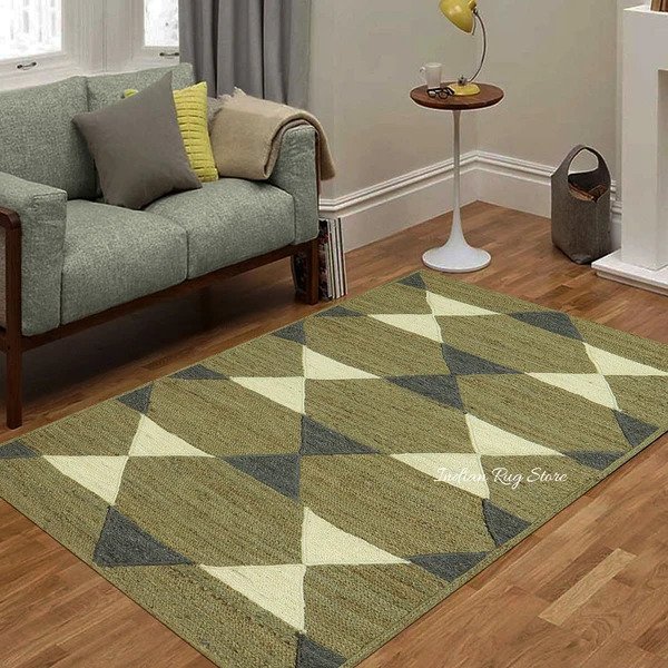 Beautiful Green Multicolor Hand Braided Interior Jute Area Rug - Image 2