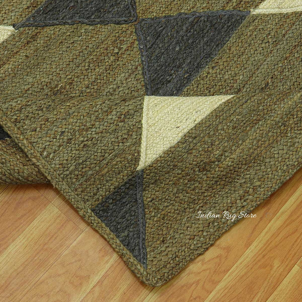 Beautiful Green Multicolor Hand Braided Interior Jute Area Rug - Image 4