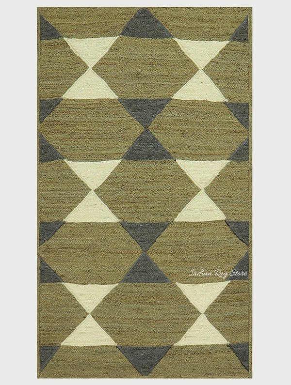 Beautiful Green Multicolor Hand Braided Interior Jute Area Rug