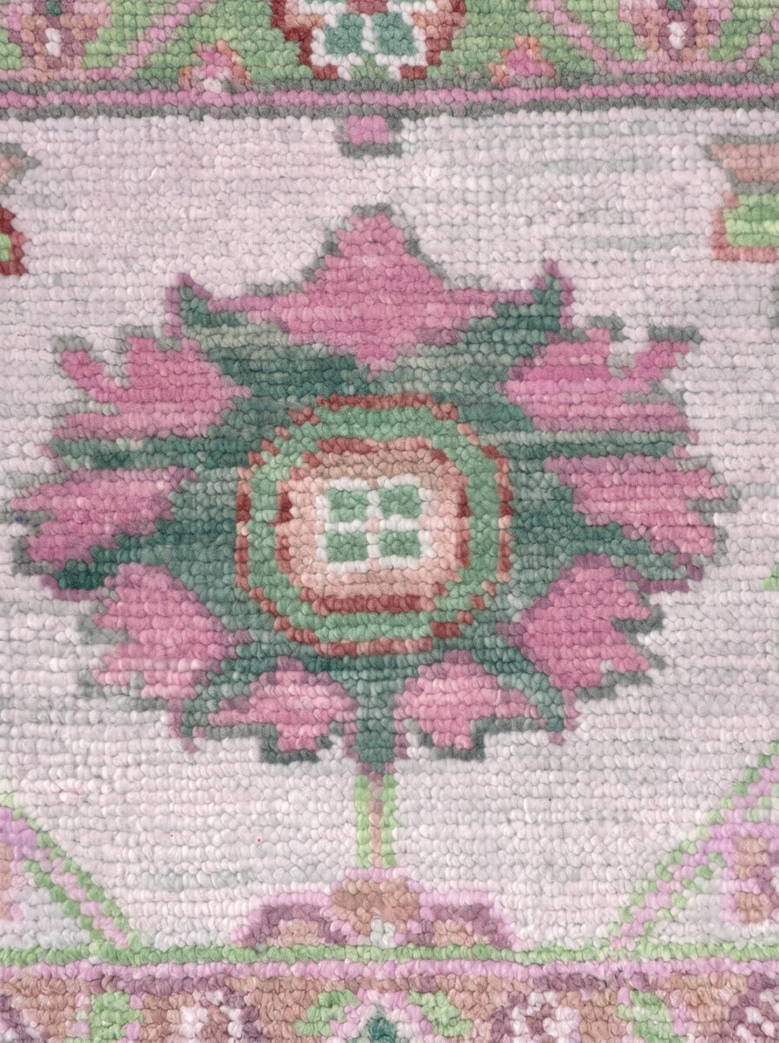 Pink & Green Oushak Dining Room Rug - Image 2