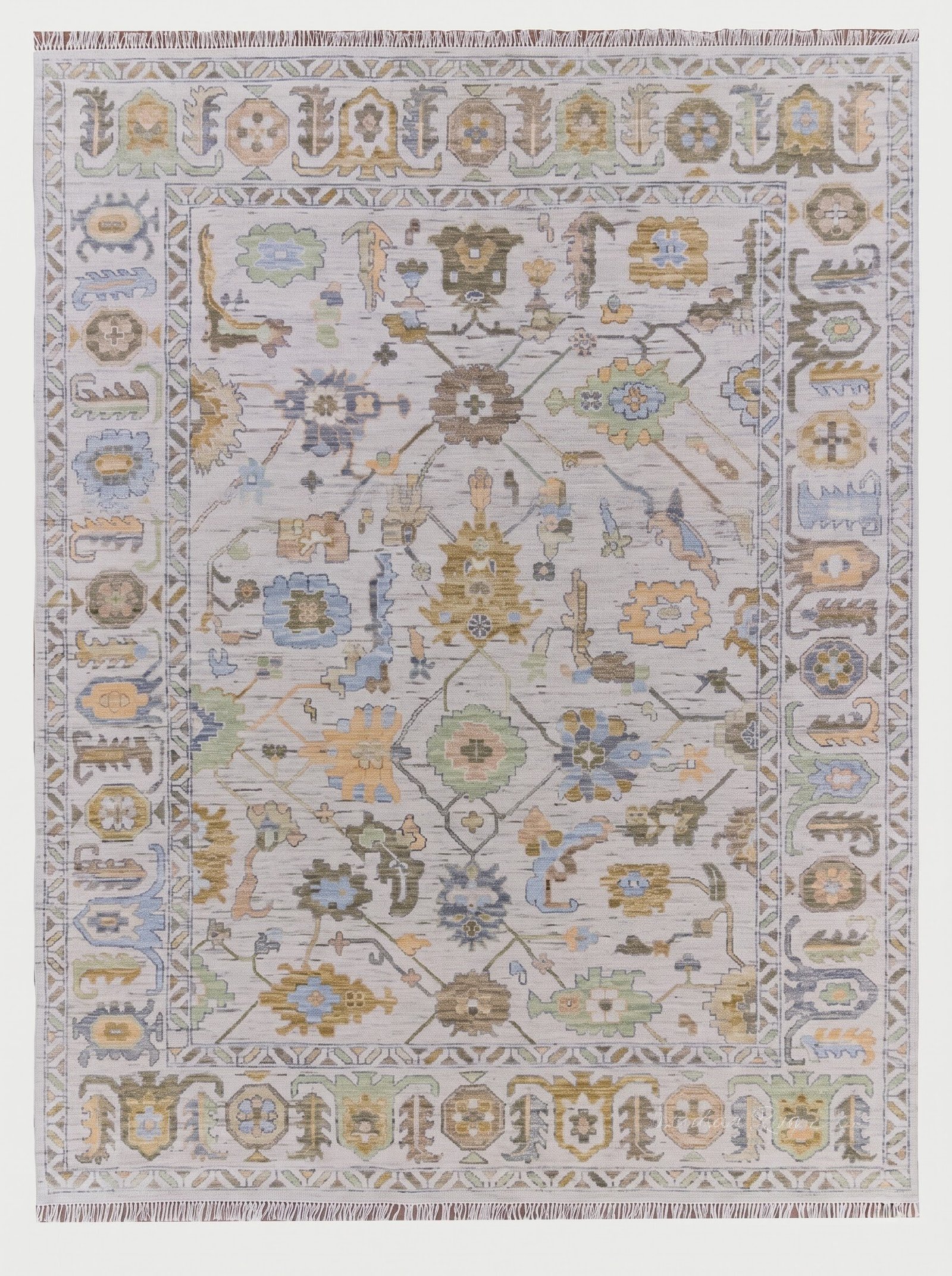 Handmade Brown Vintage Oushak Wool Rug - Image 2