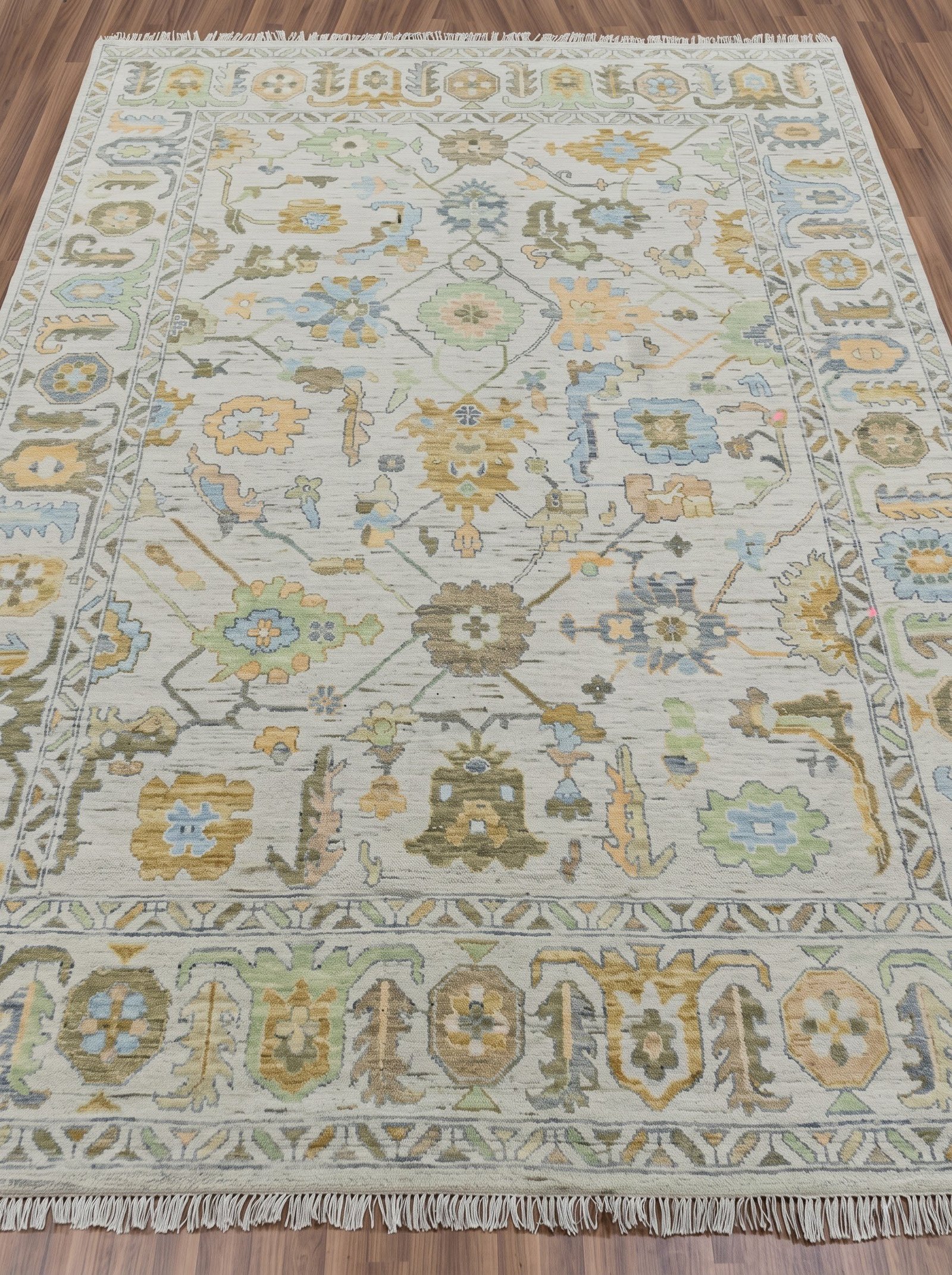 Handmade Brown Vintage Oushak Wool Rug