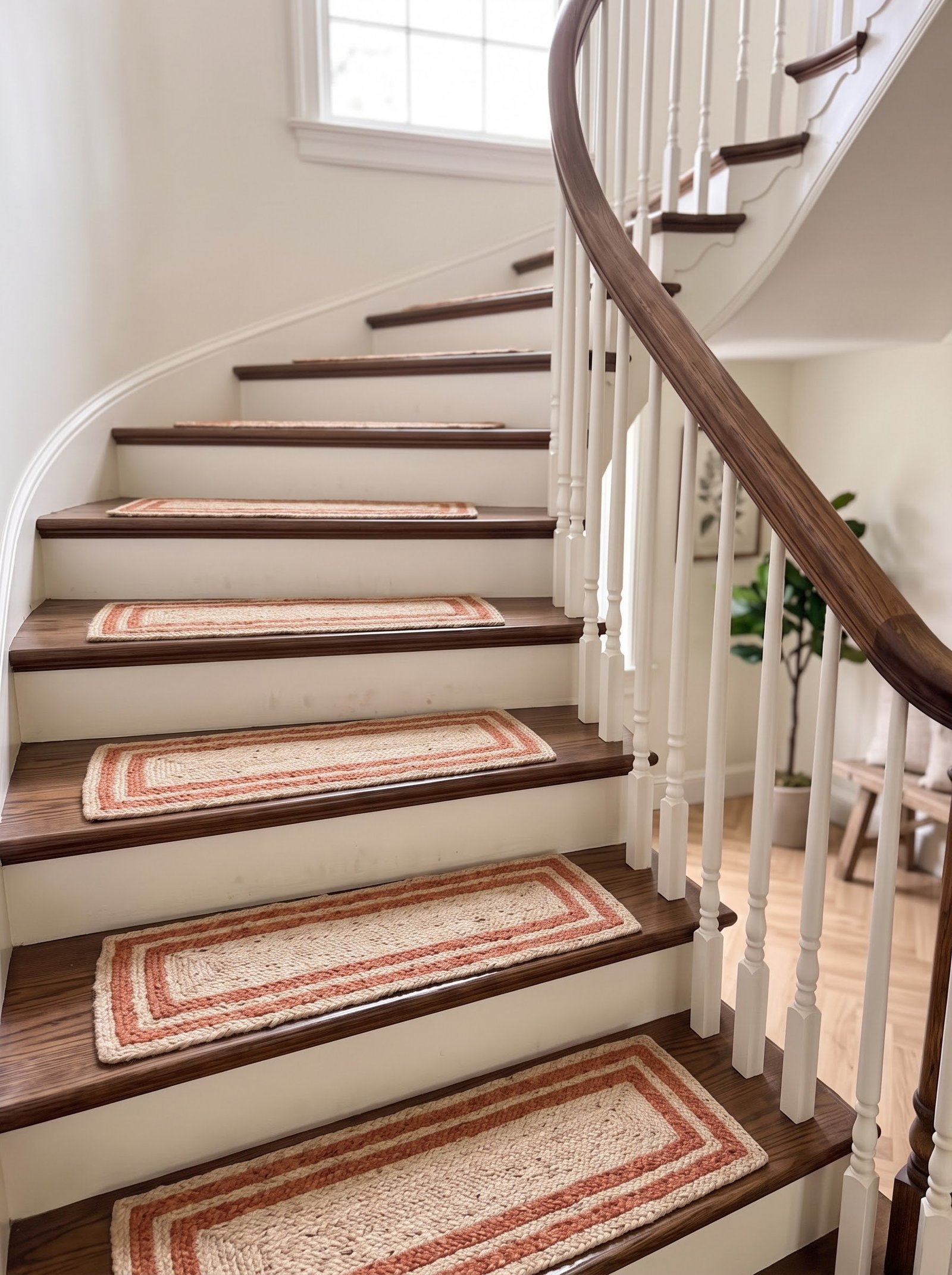 Hand-Braided Stair Rug with Terracotta Border - Image 5