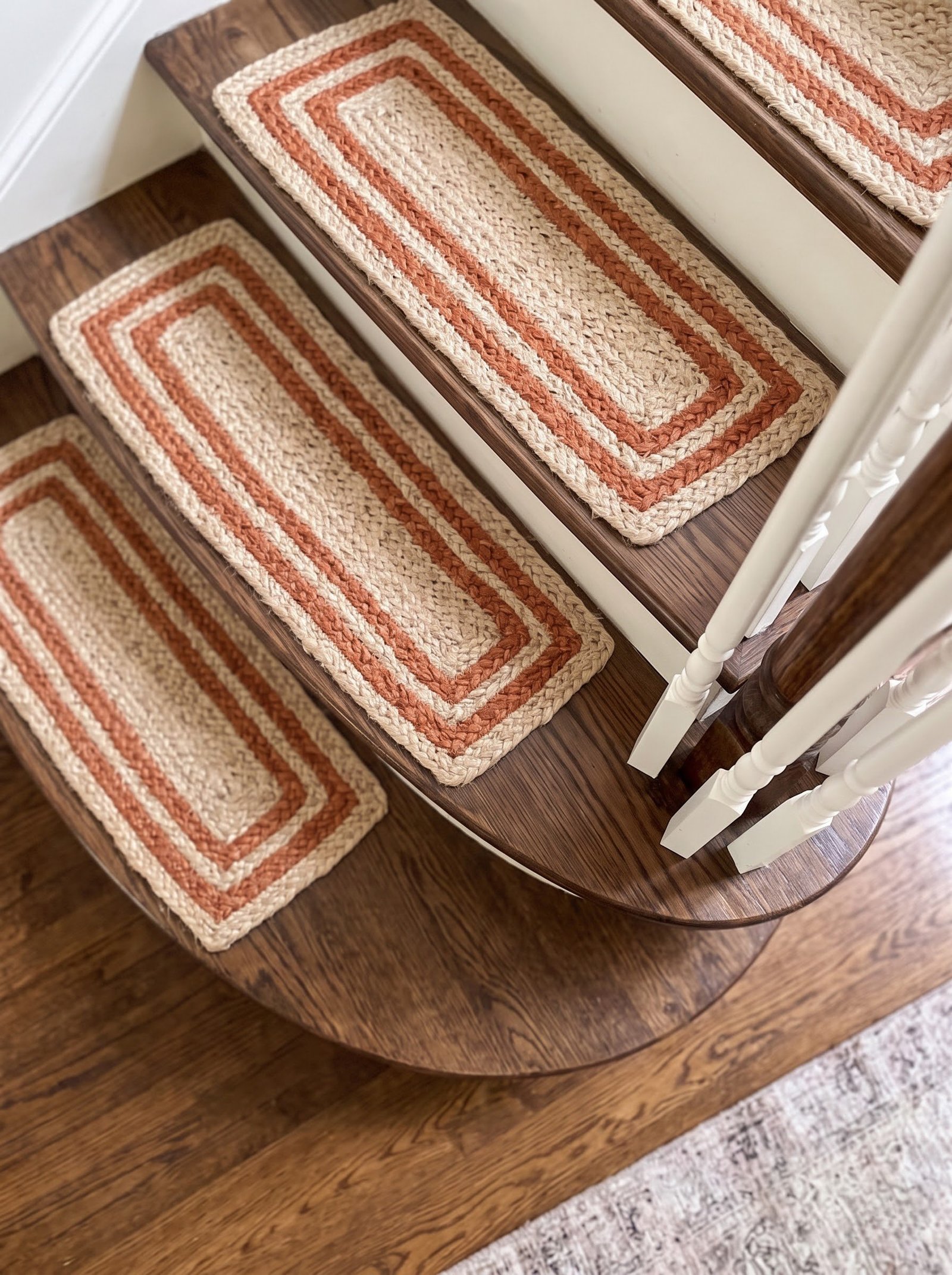 Hand-Braided Stair Rug with Terracotta Border - Image 6