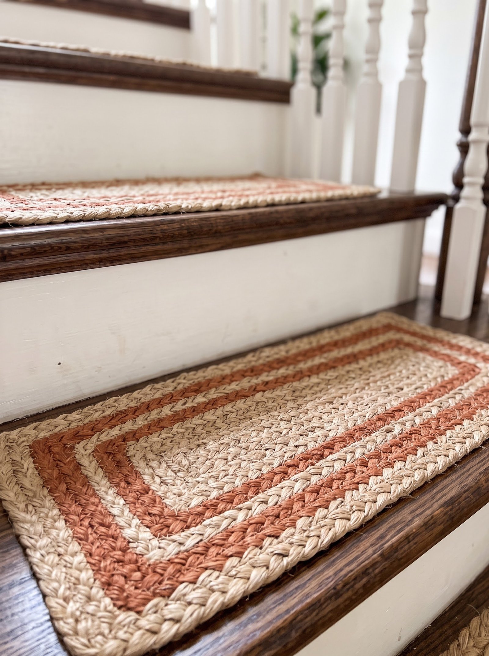 Hand-Braided Stair Rug with Terracotta Border - Image 7